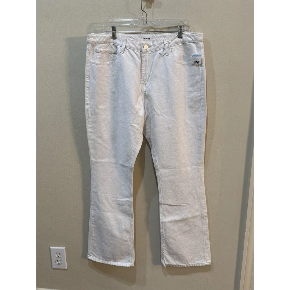 Frame The Low Boot White Denim Jeans‎ Size 33 100% Cotton